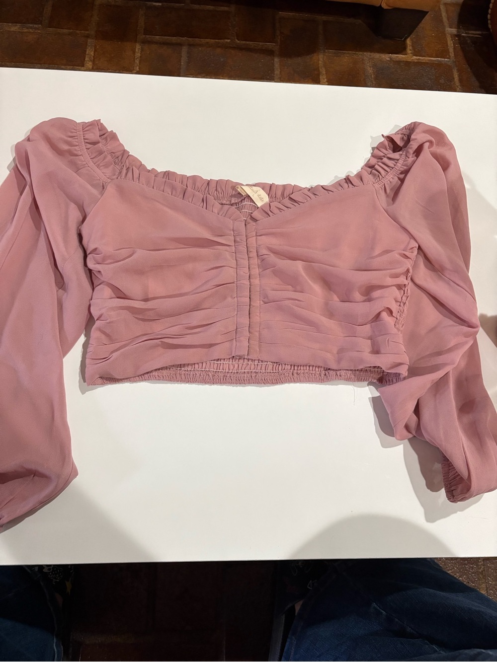 Altar'd State Dusty Rose Smocked Crop Top